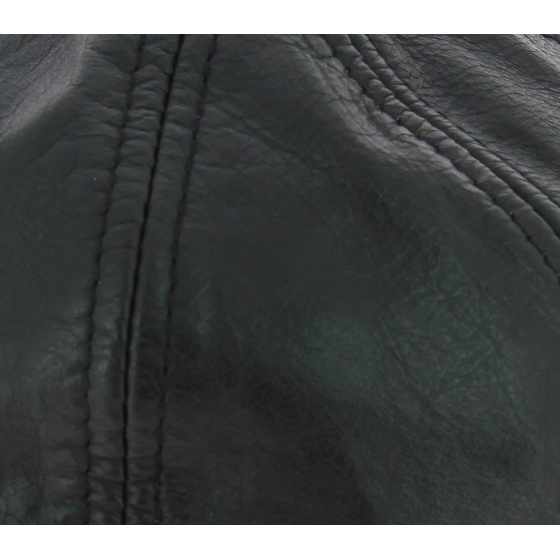 Black Leather Biker Beanie - Bullet style Seven Jocker