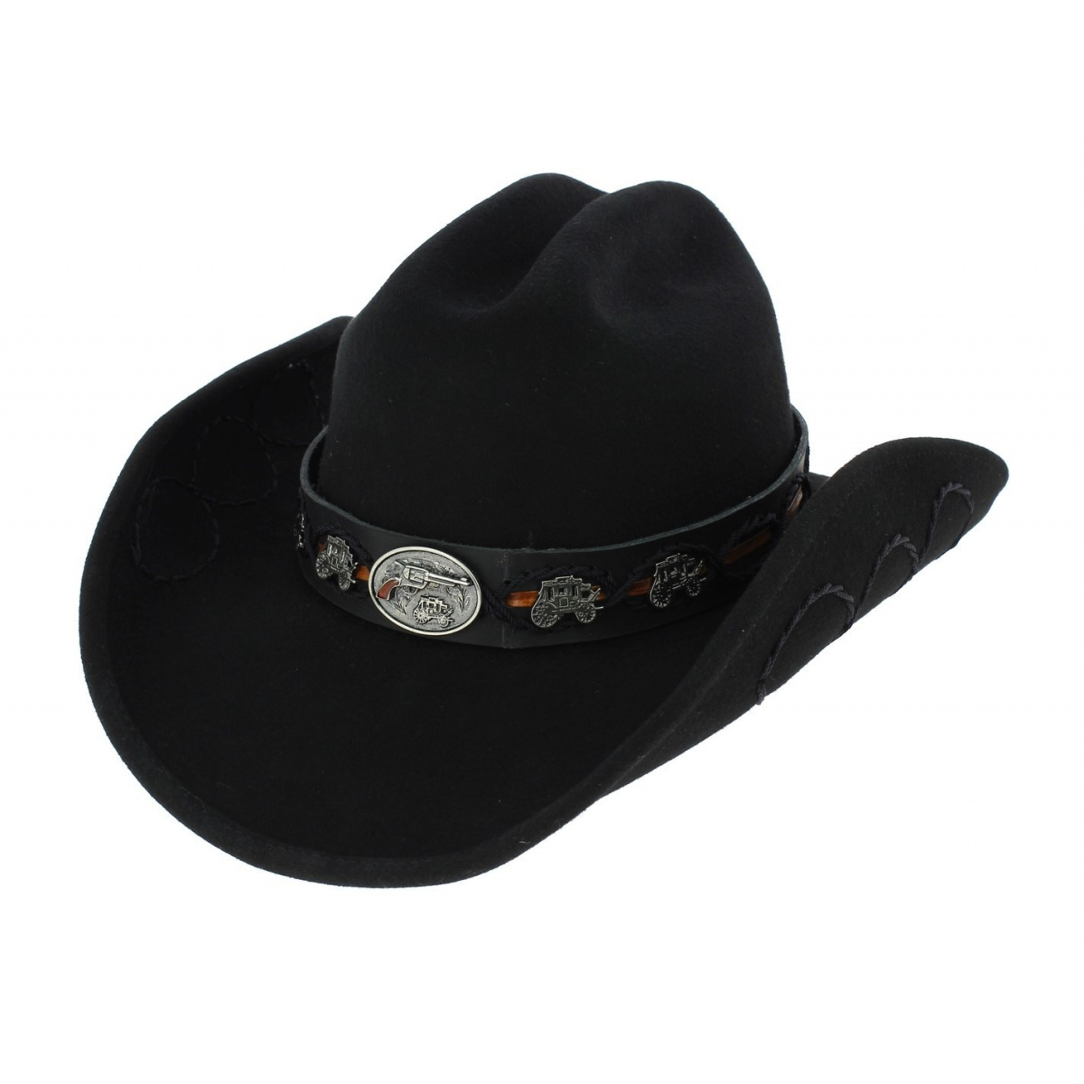 Cowboy Hat Jesse Felt Wool Black Bullhide Reference 6709 Chapellerie Traclet