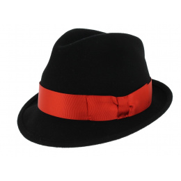 Black Foldable Wool Felt Dilinger Trilby Hat - Traclet
