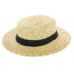 Large Size Natural Straw Boater Hat - Traclet