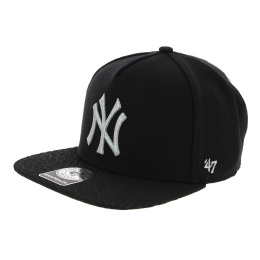 Snapback Flat Visor NY Yankees Black & Silver - 47 Brand