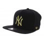 NY Yankees Black & Gold Crackled Visor Snapback - 47 Brand