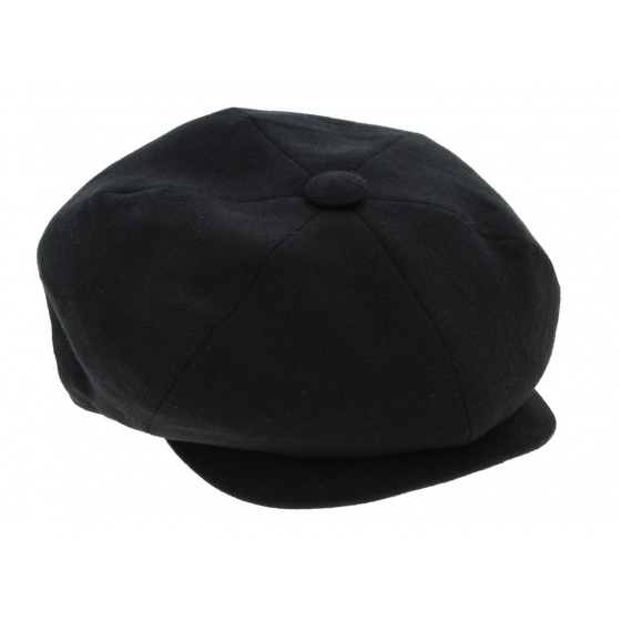 Newsboy Style Cliche Linen Cap Black - City Sport