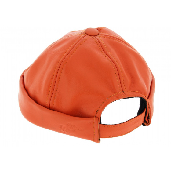Coral Leather Biker Beanie - Bullet style Seven Jocker Coral Leather Biker Beanie - Bullet style Seven Jocker