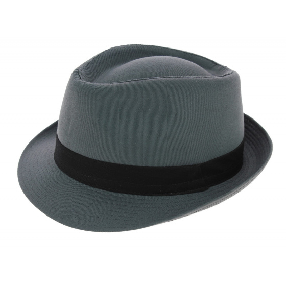 Corleone Cotton Blue-Gray Trilby Hat - Traclet
