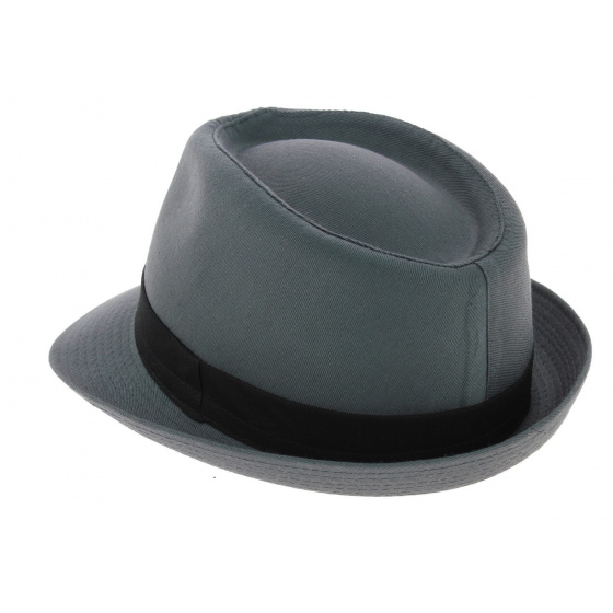 Corleone Cotton Blue-Gray Trilby Hat - Traclet