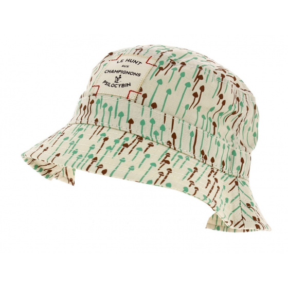 Beige Cotton Rain Shroom Bucket Hat - Official