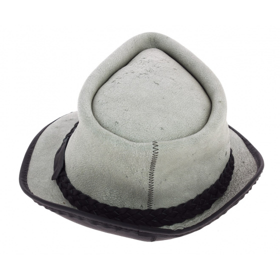 Grey Leather Fitzroy Trilby Hat - Traclet