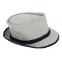 Grey Leather Fitzroy Trilby Hat - Traclet