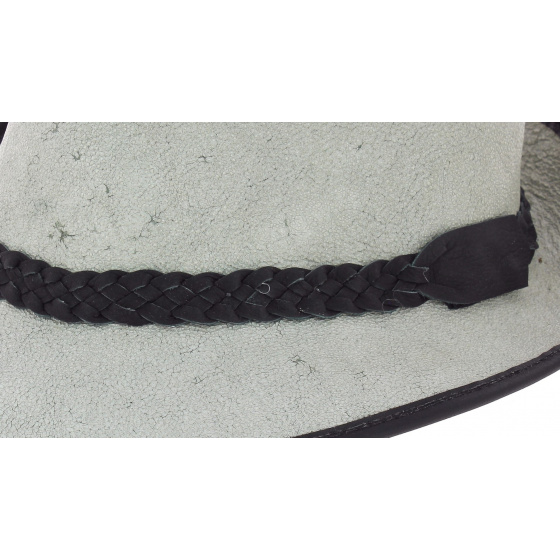 Grey Leather Fitzroy Trilby Hat - Traclet