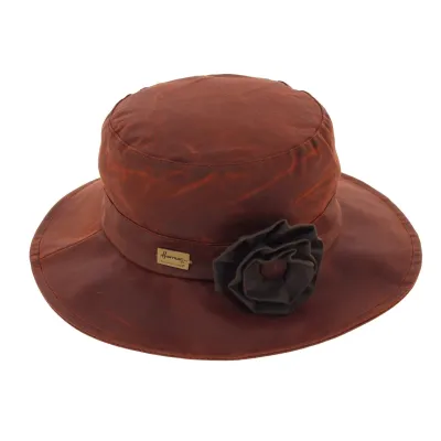 Waterproof Waxed Cotton Bucket Hat Rust - Herman Reference: 6850 | Traclet Hat Shop