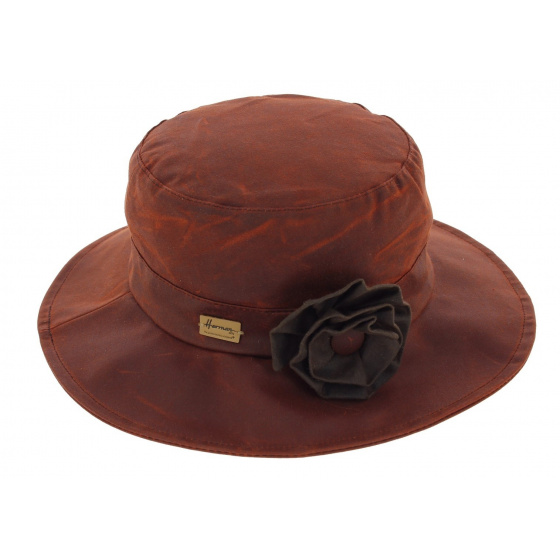 Waterproof Waxed Cotton Bucket Hat Rust - Herman