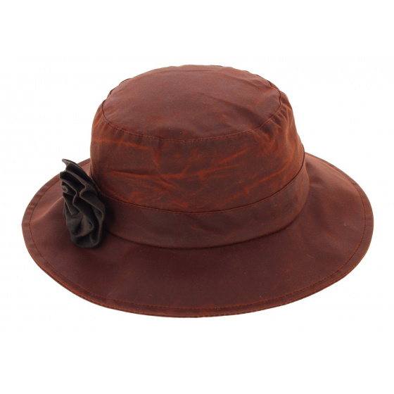Waterproof Waxed Cotton Bucket Hat Rust - Herman