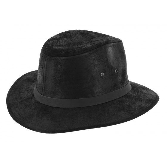 Flinder Leather Traveler Hat in Black - Traclet