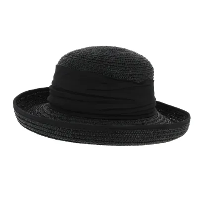 Black Natural Straw Breton Hat - Seeberger Reference: 6862 | Traclet Hat Shop