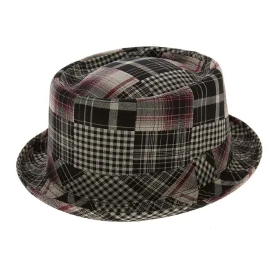 Chapeau Porkpie Kubrick Noir Patchwork Coton - Aussie Apparel Reference : 6868 | Chapellerie Traclet