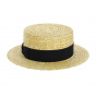 Double Thickness Natural Straw Boater UPF50+ - Fléchet