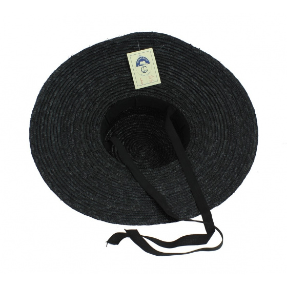 Capeline paille noire - Saint-Tropez