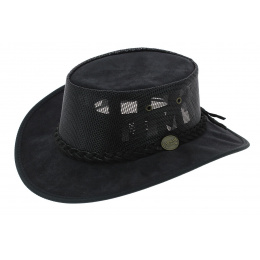 Black Foldaway Cooler Australian Hat - Barmah