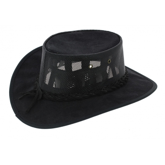 Black Foldaway Cooler Australian Hat - Barmah Black Foldaway Cooler Australian Hat - Barmah