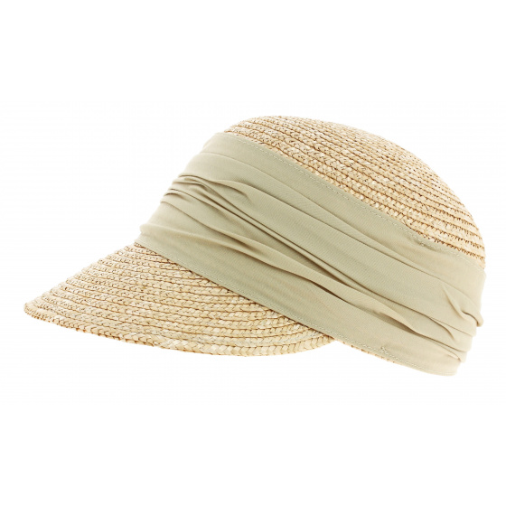 Natural Straw Cap in Linen Color - Seeberger