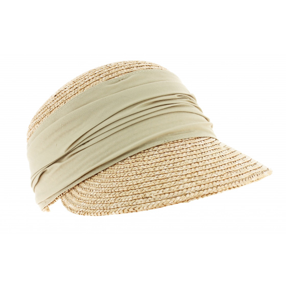 Natural Straw Cap in Linen Color - Seeberger