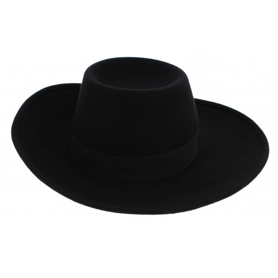Black Felt Musketeer Hat - Traclet Black Felt Musketeer Hat - Traclet