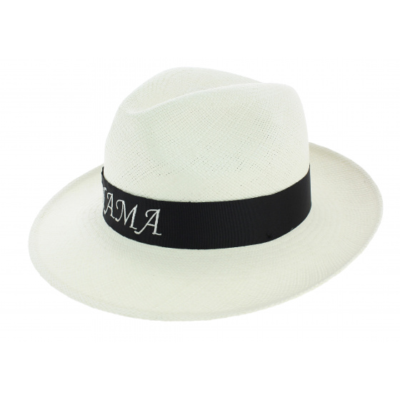 Chapeau Fédora Roca Brava Panama Ruban Brodé - Traclet Chapeau Fédora Roca Brava Panama Ruban Brodé - Traclet