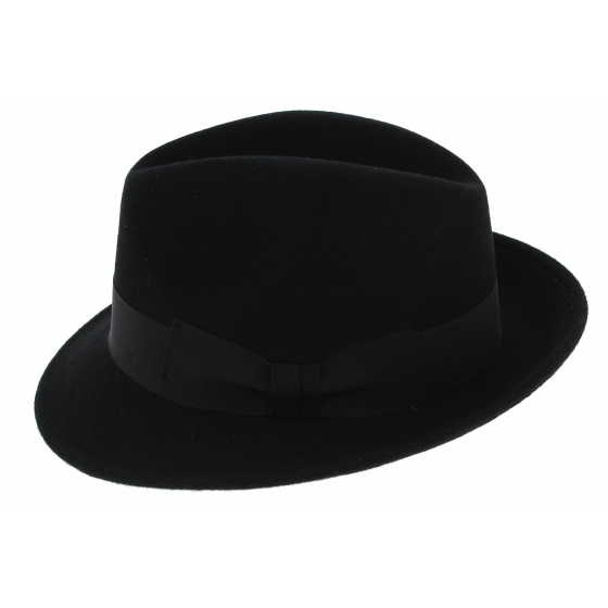 Black Wool Felt Fedora Hat Costello - Traclet
