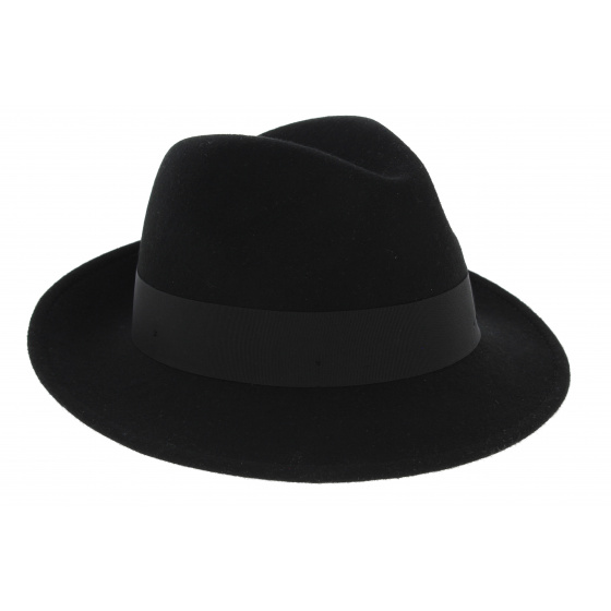 Black Wool Felt Fedora Hat Costello - Traclet