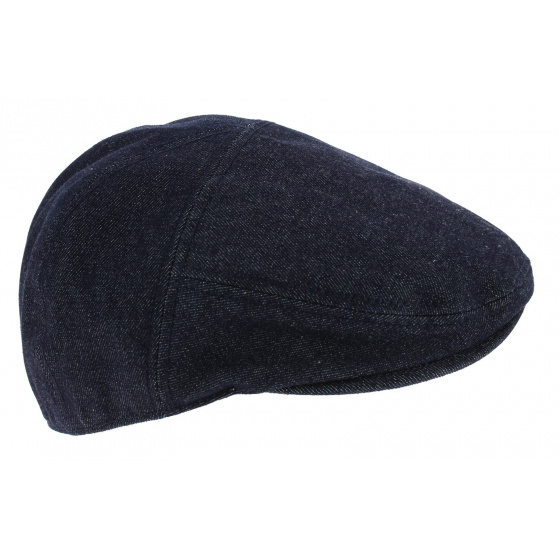 Blue Cotton Denim Flat Cap Stetson