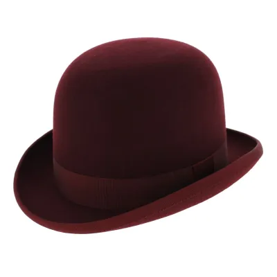 chapeau melon bordeaux feutre laine Reference : 6936 | Chapellerie Traclet