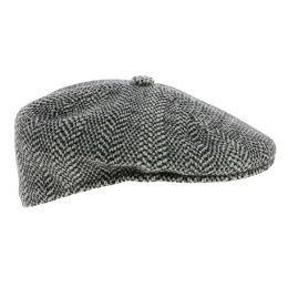 Black Wool Herringbone Cap - Kangol