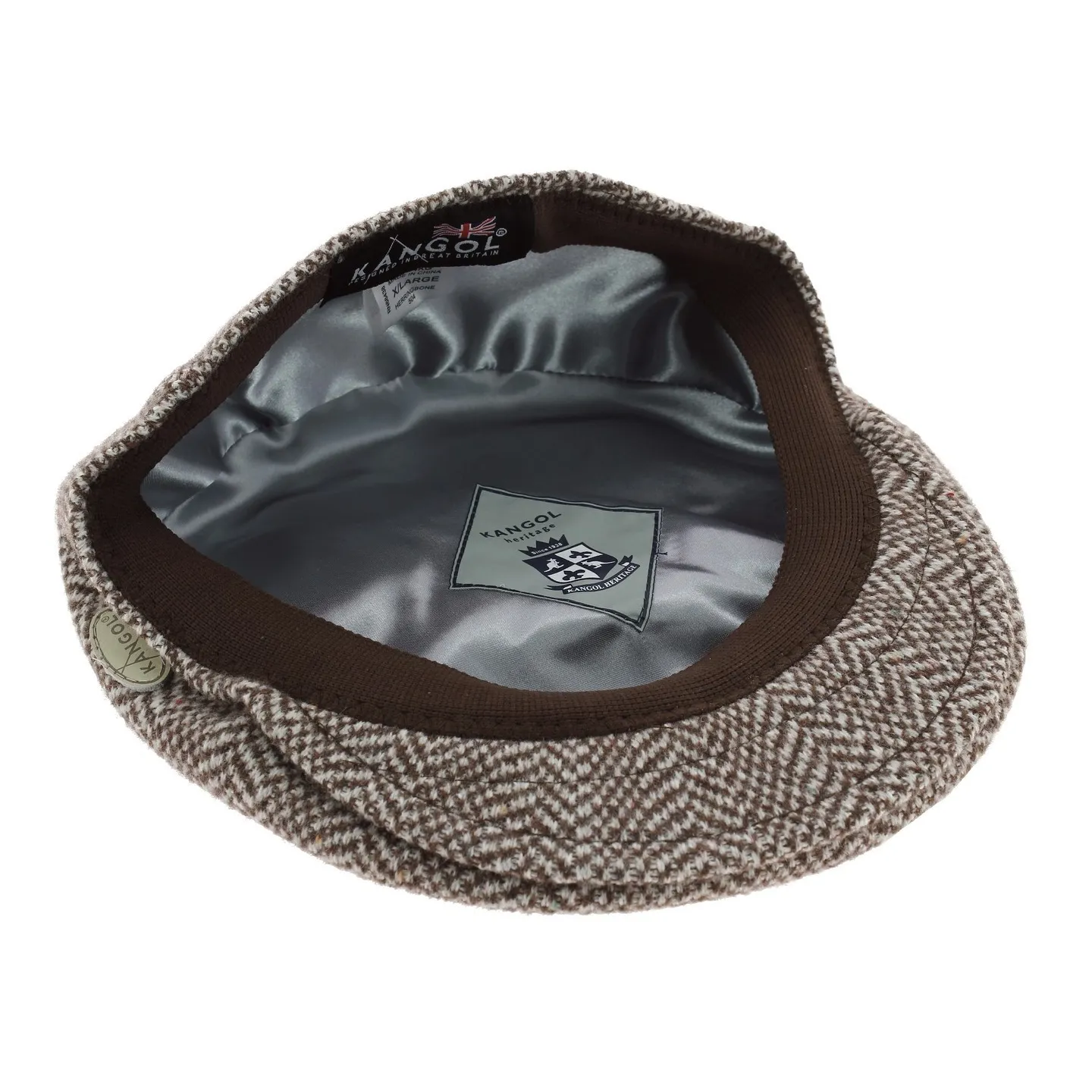 Casquette béret Wool Herringbone - Kangol-Marron Reference : 7170 | Chapellerie Traclet