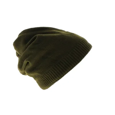 Khaki Long Slouchy Beanie - Freeboard Reference: 7192 | Chapellerie Traclet