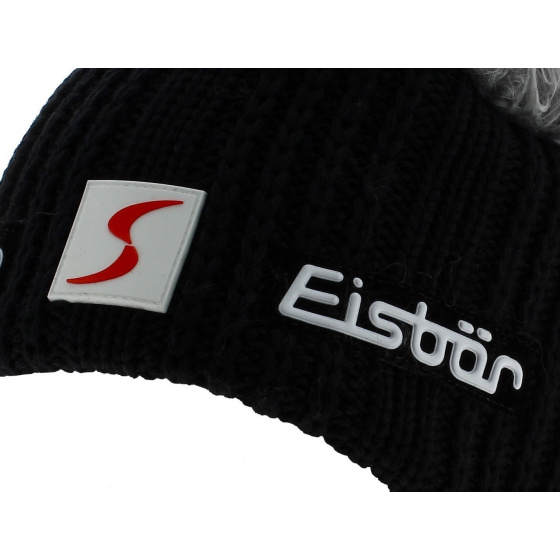 Black Wool Ear Flap Beanie Gisbert - Eisbär