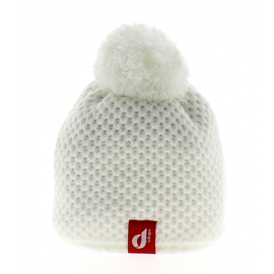 French White Beanie with Pom-Pom Le Drapo France
