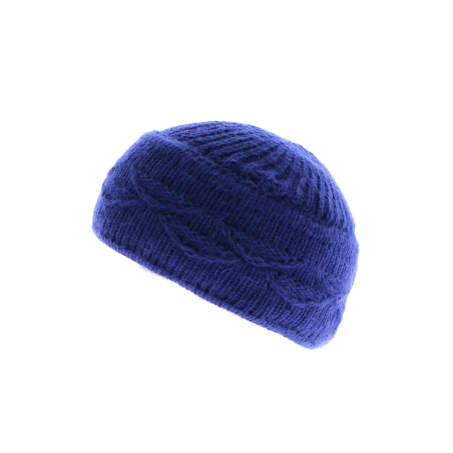 Bonnet-Berret Femme Angora-Achat bonnet angora-Bonnet-berret Tricote-Bleu Reference : 7284 | Chapellerie Traclet