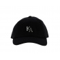 Letterman Curved Peak Black Cap - KING APPAREL