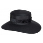 Hermine Black Fur Felt Wide Brim Hat - Mayser