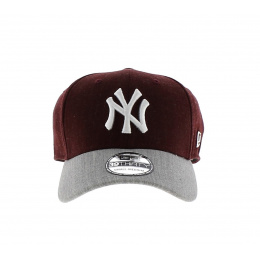 NY Yankees Baseball Cap - New Era MLB Heather Visor - Burgundy-Gray
