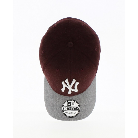 NY Yankees Baseball Cap - New Era MLB Heather Visor - Burgundy-Gray