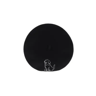 Women's Wool Beret with Fancy Dog Embroidery-Chapellerie Traclet -Black Reference : 7315 | Chapellerie Traclet