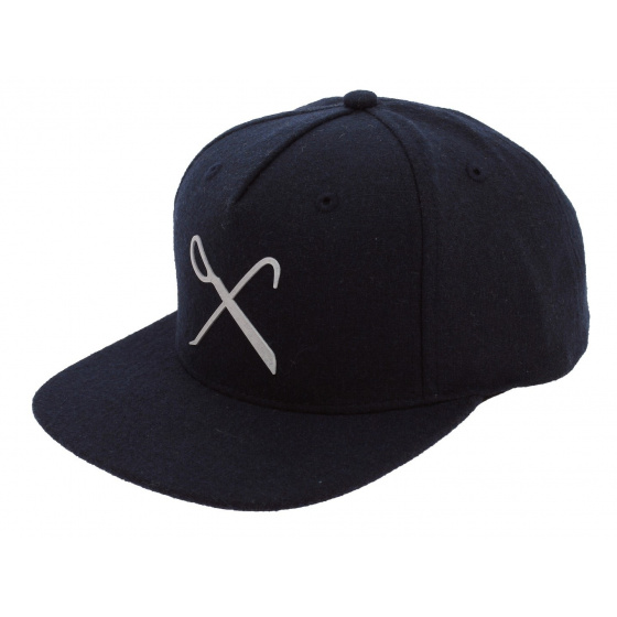 Navy Wool Hard Graft Flat Snapback Cap King Apparel