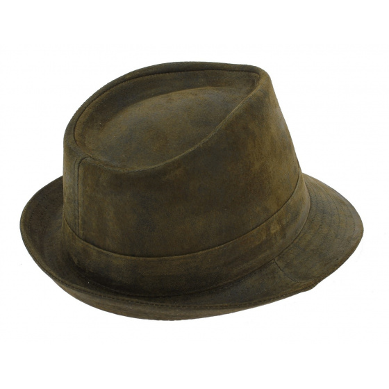 Chapeau Trilby Cuir kaki - Traclet