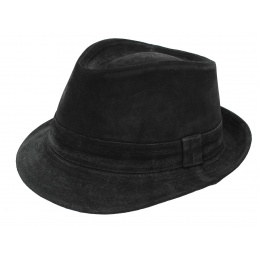 Black Leather Trilby Hat