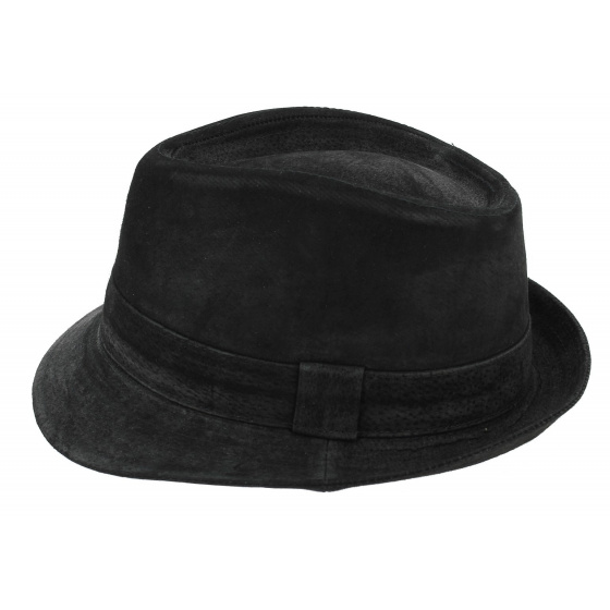 Chapeau Trilby Cuir Noir