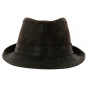 Brown Leather Trilby Hat