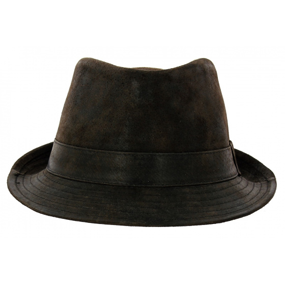 Chapeau Trilby Cuir Marron