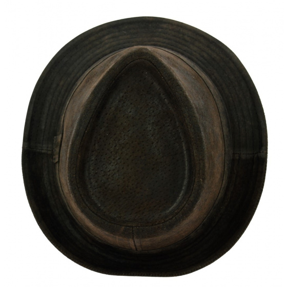 Brown Leather Trilby Hat